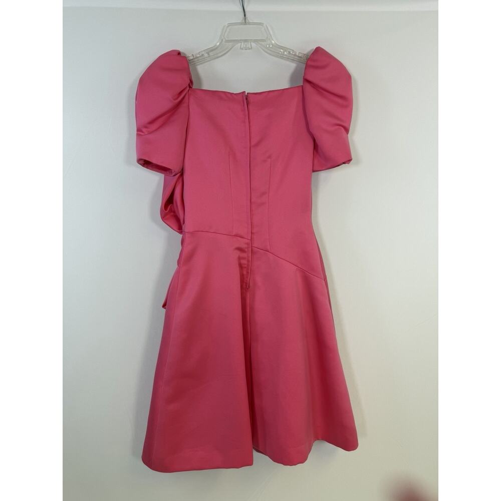 Vintage VICTOR COSTA 1980's Pink Satin Dress Gown Size 10 Knee Length Prom HoCo - Picture 5 of 16